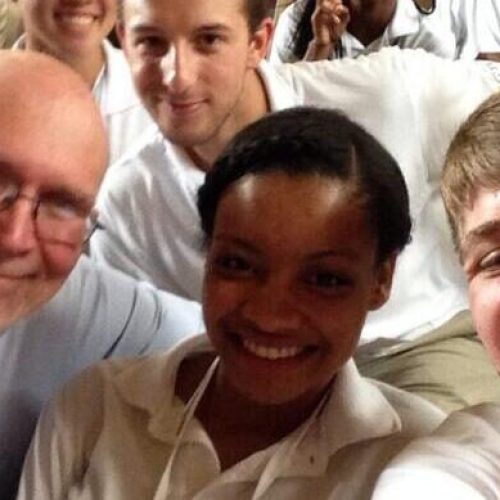 Bob with students